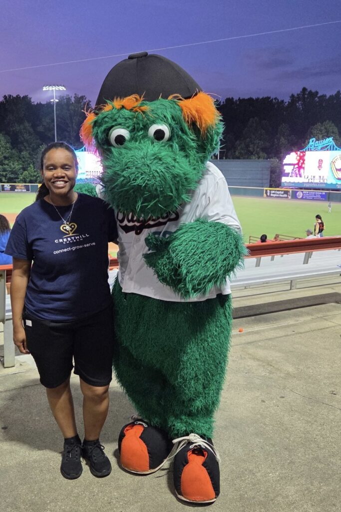Cresthill and Louie the Baysox mascot
