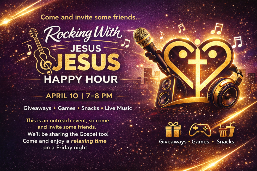 Rocking with Jesus Happy Hour April 10 from 7-8